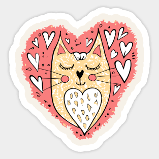 Cute Love Cat Sticker